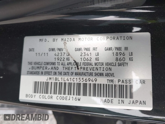 2012 Mazda 3 Mazdaspeed3 Touring z VIN JM1BL1L41C1556949, wystawiony jako IAAI lot #42431036 z przebiegiem 127 386 mil mil oraz . Historia ofert i sprzedaży dostępna na DreamBid. Obrazek 9.