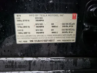 2016 Tesla Model S 70 with VIN 5YJSA1E16GF148517, listed as a Copart auction lot 52163195 with 179,172 mi miles and Salvage title. Bid and sale history available at DreamBid. Image 12.