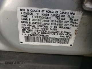 2003 Acura MDX Touring Pkg w/Navigation System with VIN 2HNYD18813H553323, listed as a Copart auction lot 74949634 with 178,260 mi miles and Salvage Title. Bid and sale history available at carsss.com. Image 13.