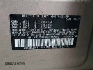 2017 Subaru Legacy Premium с VIN 4S3BNAC60H3050892, выставлен на аукционе Copart как лот 52379485 с пробегом 117 435 миль миль и На запчасти • Non repairable. История ставок и продаж доступна на DreamBid. Изображение 12.