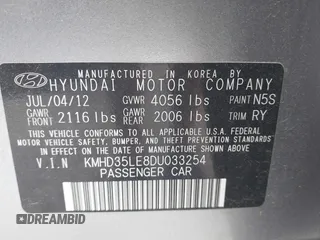2013 Hyundai Elantra GT with VIN KMHD35LE8DU033254, listed as a IAAI auction lot 41956469 with 98,484 mi miles. Bid and sale history available at carsss.com. Image 9.