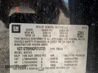 2016 GMC Sierra 2500HD SLT z VIN 1GT12TE89GF212725, wystawiony jako Copart lot #50410905 z przebiegiem 124 706 mil mil oraz Szkoda całkowita • Salvage title. Historia ofert i sprzedaży dostępna na DreamBid. Obrazek 15.