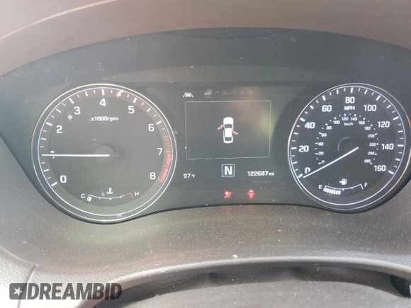2015 Hyundai Genesis 3.8L with VIN KMHGN4JE2FU097748, listed as a Copart auction lot 48990985 with 122,687 mi miles and Salvage Title. Bid and sale history available at carsss.com. Image 9.