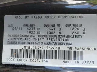 2012 Mazda 3 Mazdaspeed3 Touring with VIN JM1BL1L4XC1532648, listed as a IAAI auction lot 41670055 with Not Provided miles and . Bid and sale history available at DreamBid. Image 9.