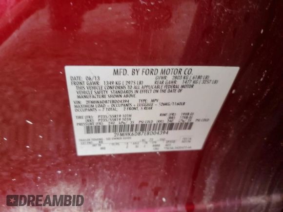 2014 Ford Flex Limited z VIN 2FMHK6D87EBD04394, wystawiony jako Copart lot #51118465 z przebiegiem 131 738 mil mil oraz Szkoda całkowita • Salvage title. Historia ofert i sprzedaży dostępna na DreamBid. Obrazek 13.