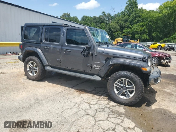 2021 Jeep Wrangler Unlimited Sahara with VIN 1C4HJXENXMW625845, listed as a Copart auction lot 64011475 with 97,505 mi miles and Salvage title. Bid and sale history available at DreamBid. Image 4.