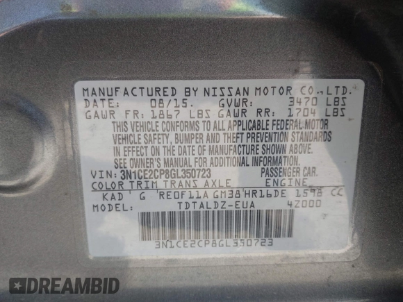 2016 Nissan Note S с VIN 3N1CE2CP8GL350723, выставлен на аукционе IAAI как лот 42561710 с пробегом 135 531 миль миль и . История ставок и продаж доступна на DreamBid. Изображение 9.