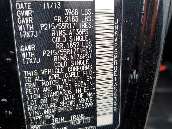 2014 Nissan Juke S with VIN JN8AF5MR0ET356399, listed as a Copart auction lot 55617895 with Not Provided miles and Clean Title. Bid and sale history available at DreamBid. Image 12.