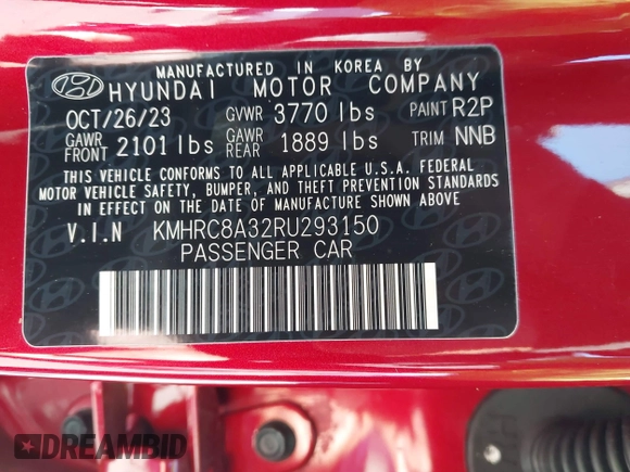 2024 Hyundai Venue SEL with VIN KMHRC8A32RU293150, listed as a IAAI auction lot 41309696 with 7,690 mi miles and . Bid and sale history available at DreamBid. Image 9.