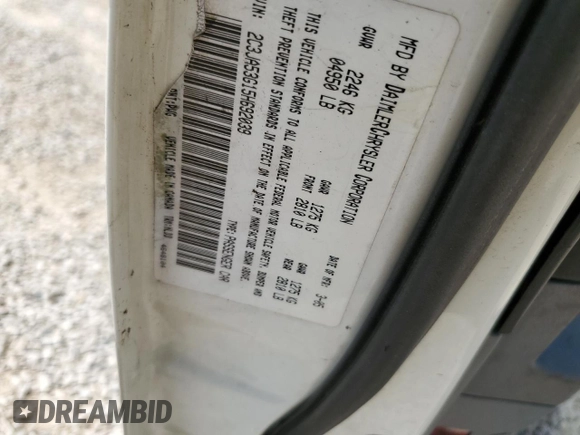 2005 Chrysler 300 300 z VIN 2C3JA43RX5H664428, wystawiony jako Copart lot #53851555 z przebiegiem Nie podano mil oraz Szkoda całkowita • Salvage title. Historia ofert i sprzedaży dostępna na DreamBid. Obrazek 12.