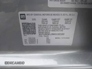 2022 GMC Sierra 1500 SLT with VIN 3GTU9DEL0NG132163, listed as a IAAI auction lot 42209503 with 44,924 mi miles and . Bid and sale history available at DreamBid. Image 9.