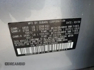2020 Subaru Outback Limited with VIN 4S4BTANC0L3188865, listed as a Copart auction lot 57094845 with 60,986 mi miles and Salvage title. Bid and sale history available at DreamBid. Image 14.