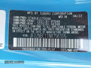 2022 Toyota 86 z VIN JF1ZNBC11N8756315, wystawiony jako IAAI lot #41431453 z przebiegiem 30 560 mil mil oraz . Historia ofert i sprzedaży dostępna na DreamBid. Obrazek 9.