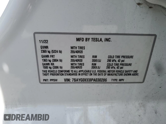 2023 Tesla Model Y Long Range z VIN 7SAYGDEE8PA030286, wystawiony jako Copart lot #50945465 z przebiegiem 43 676 mil mil oraz Szkoda całkowita • Salvage title. Historia ofert i sprzedaży dostępna na DreamBid. Obrazek 15.