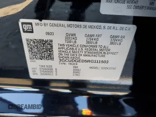 2024 Chevrolet Silverado 1500 LTZ with VIN 3GCUDGED5RG111503, listed as a Copart auction lot 88821185 with 26,304 mi miles and Non Repairable. Bid and sale history available at DreamBid. Image 12.