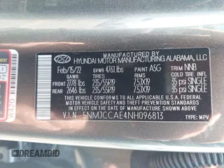 2022 Hyundai Tucson SEL z VIN 5NMJCCAE4NH096813, wystawiony jako IAAI lot #41899641 z przebiegiem 23 668 mil mil oraz . Historia ofert i sprzedaży dostępna na DreamBid. Obrazek 9.