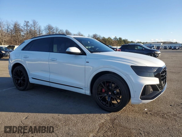 2021 Audi Q8 Premium Plus with VIN WA1EVAF17MD020011, listed as a Copart auction lot 45566815 with 42,724 mi miles and Salvage title. Bid and sale history available at DreamBid. Image 4.