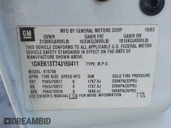 2004 GMC Yukon SLT z VIN 1GKEK13T74J160411, wystawiony jako IAAI lot #42201980 z przebiegiem 202 375 mil mil oraz . Historia ofert i sprzedaży dostępna na DreamBid. Obrazek 9.