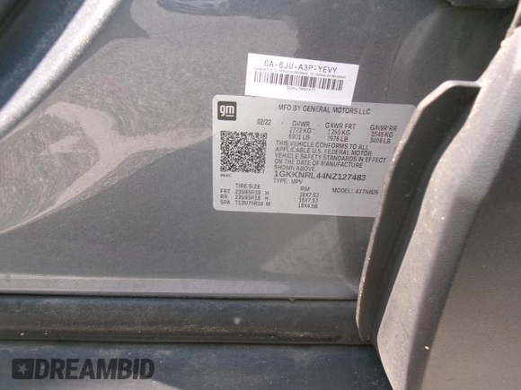 2022 GMC Acadia SLE z VIN 1GKKNRL44NZ127483, wystawiony jako IAAI lot #42521091 z przebiegiem 63 175 mil mil oraz . Historia ofert i sprzedaży dostępna na DreamBid. Obrazek 4.