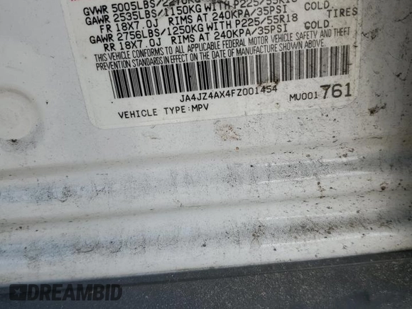 2015 Mitsubishi Outlander GT z VIN JA4JZ4AX4FZ001454, wystawiony jako Copart lot #54562675 z przebiegiem 166 983 mil mil oraz Czysty tytuł • Clean title. Historia ofert i sprzedaży dostępna na DreamBid. Obrazek 13.
