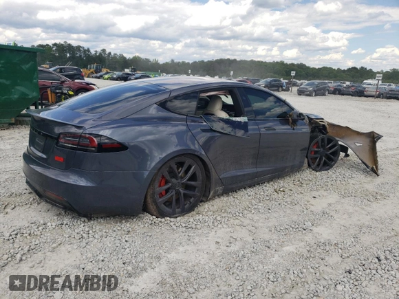 2023 Tesla Model S Plaid with VIN 5YJSA1E63PF507138, listed as a Copart auction lot 55510335 with Not provided miles and Salvage title. Bid and sale history available at DreamBid. Image 3.