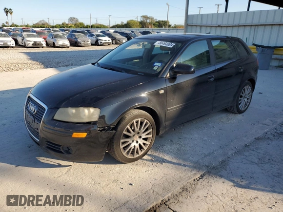 2007 Audi A3 with VIN WAUNF78P17A111284, listed as a Copart auction lot 80493094 with 200,950 mi miles and Clean Title. Bid and sale history available at carsss.com. Image 1.