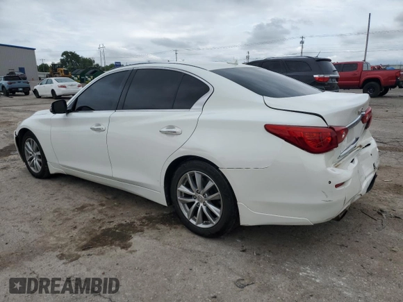 2014 Infiniti Q50 Premium with VIN JN1BV7AP4EM676758, listed as a Copart auction lot 58843275 with 138,404 mi miles and Salvage title. Bid and sale history available at DreamBid. Image 2.