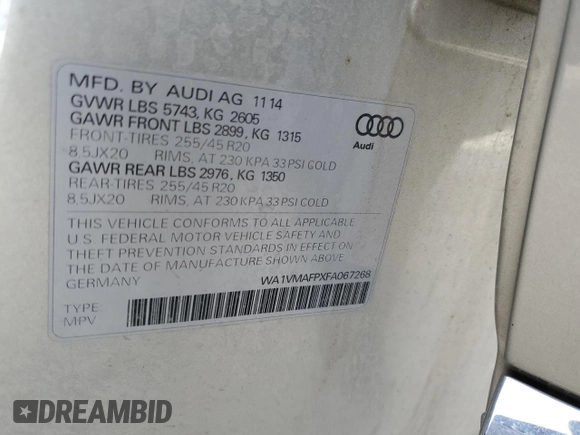 2015 Audi Q5 Prestige z VIN WA1VMAFPXFA067268, wystawiony jako Copart lot #80956793 z przebiegiem 72 482 mil mil oraz . Historia ofert i sprzedaży dostępna na DreamBid. Obrazek 12.