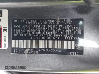 2008 Toyota Camry LE with VIN 4T4BE46K78R038454, listed as a IAAI auction lot 41971449 with 225,757 mi miles. Bid and sale history available at carsss.com. Image 9.