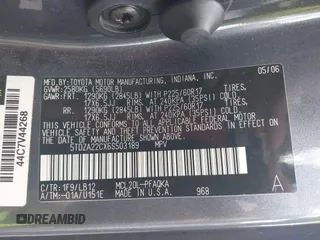 2006 Toyota Sienna XLE with VIN 5TDZA22CX6S503189, listed as a IAAI auction lot 40062519 with 155,909 mi miles. Bid and sale history available at carsss.com. Image 9.
