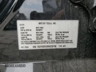 2024 Tesla Model Y Long Range with VIN 7SAYGDEE8RA238798, listed as a Copart auction lot 54401175 with Not provided miles and Salvage title. Bid and sale history available at DreamBid. Image 12.