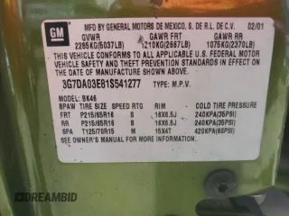 2001 Pontiac Aztek GT z VIN 3G7DA03E81S541277, wystawiony jako Copart lot #75091204 z przebiegiem Nie podano mil oraz Nie do naprawy. Historia ofert i sprzedaży dostępna na DreamBid. Obrazek 13.