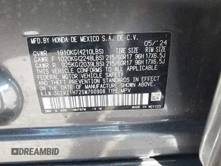 2025 Honda HR-V EX-L z VIN 3CZRZ1H72SM700908, wystawiony jako IAAI lot #41172857 z przebiegiem 6229 mil mil oraz . Historia ofert i sprzedaży dostępna na DreamBid. Obrazek 9.