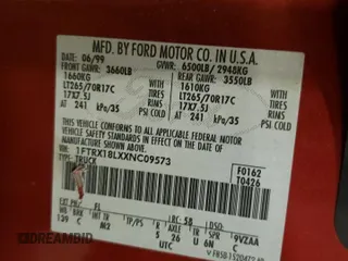 1999 Ford F-150 XL with VIN 1FTRX18LXXNC09573, listed as a Copart auction lot 45971425 with 0 mi miles and Salvage Title. Bid and sale history available at carsss.com. Image 14.