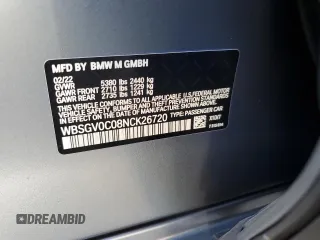 2022 BMW M8 Competition z VIN WBSGV0C08NCK26720, wystawiony jako Copart lot #78250474 z przebiegiem Nie podano mil oraz Szkoda całkowita • Salvage title. Historia ofert i sprzedaży dostępna na DreamBid. Obrazek 12.