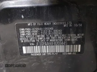 2015 Subaru Impreza 2.0i с VIN JF1GPAA66F8203445, выставлен на аукционе IAAI как лот 42069816 с пробегом 201 227 миль миль и . История ставок и продаж доступна на DreamBid. Изображение 9.