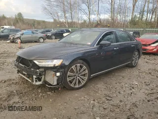 2019 Audi A8 with VIN WAU8EAF82KN024763, listed as a Copart auction lot 80981844 with 49,590 mi miles and Salvage Title. Bid and sale history available at carsss.com. Image 1.