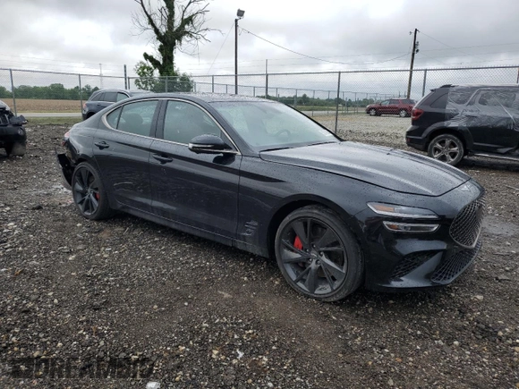 2022 Genesis G70 3.3T with VIN KMTG54TE9NU098610, listed as a Copart auction lot 59743295 with 42,025 mi miles and Salvage title. Bid and sale history available at DreamBid. Image 4.
