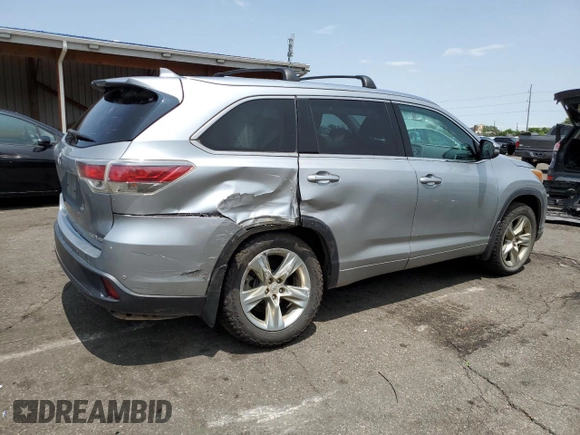 2015 Toyota Highlander Limited with VIN 5TDDKRFH6FS182578, listed as a Copart auction lot 59052505 with 137,881 mi miles and Salvage title. Bid and sale history available at DreamBid. Image 3.