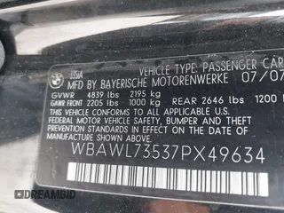 2007 BMW 3 Series 335i with VIN WBAWL73537PX49634, listed as a IAAI auction lot 41717943 with 1 mi miles. Bid and sale history available at carsss.com. Image 9.