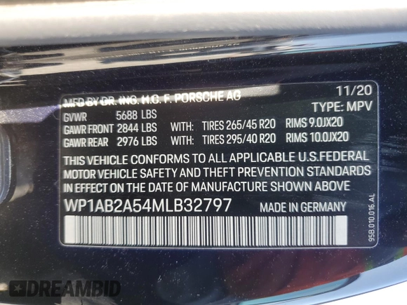 2021 Porsche Macan S with VIN WP1AB2A54MLB32797, listed as a Copart auction lot 57525655 with 30,031 mi miles and Salvage title. Bid and sale history available at DreamBid. Image 14.
