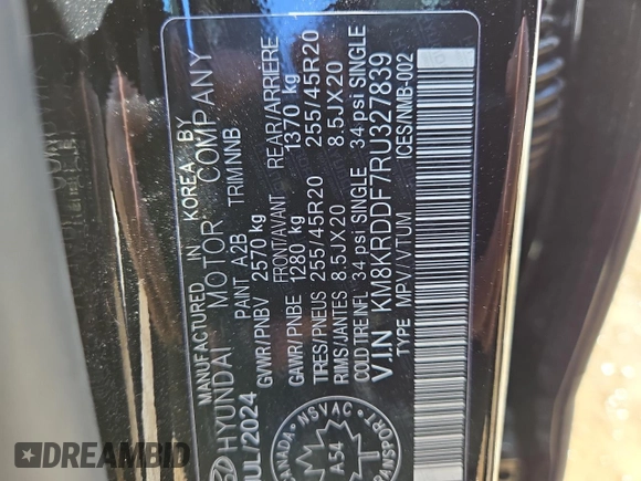 2024 Hyundai Ioniq 5 Limited z VIN KM8KRDDF7RU327839, wystawiony jako Copart lot #51738215 z przebiegiem 7 385 mil mil oraz Szkoda całkowita • Salvage title. Historia ofert i sprzedaży dostępna na DreamBid. Obrazek 12.