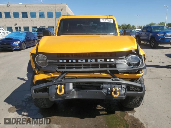 2021 Ford Bronco with VIN 1FMDE5CPXMLB06562, listed as a Copart auction lot 73561084 with 33,154 mi miles and Salvage title. Bid and sale history available at DreamBid. Image 5.