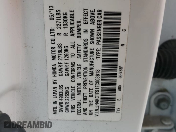 2014 Acura RLX Advance с VIN JH4KC1F91EC003618, выставлен на аукционе Copart как лот 46233885 с пробегом 75 361 миль миль и Чистый • Clean title. История ставок и продаж доступна на DreamBid. Изображение 12.