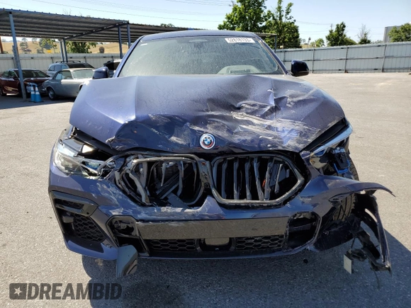 2023 BMW X6 M50i with VIN 5UXCY8C09P9P28422, listed as a Copart auction lot 52818133 with 4,131 mi miles and Salvage Title. Bid and sale history available at carsss.com. Image 5.