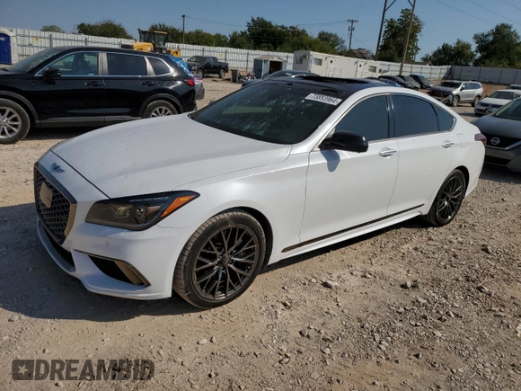 2018 Genesis G80 3.3T Sport with VIN KMHGN4JB0JU233583, listed as a Copart auction lot 73853964 with 55,690 mi miles and Salvage Title. Bid and sale history available at carsss.com. Image 1.