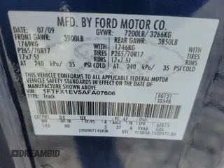 2010 Ford F-150 XL with VIN 1FTFX1EV5AFA07606, listed as a Copart auction lot 88846445 with 260,949 mi miles and Salvage Title. Bid and sale history available at carsss.com. Image 14.