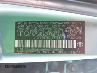 2013 Toyota Prius One with VIN JTDKDTB38D1037187, listed as a IAAI auction lot 42152202 with 157,413 mi miles and . Bid and sale history available at DreamBid. Image 9.