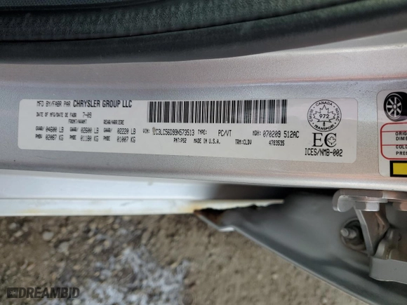 2009 Chrysler Sebring Touring *Ltd Avail* with VIN 1C3LC56D99N573513, listed as a Copart auction lot 42736345 with 166,037 mi miles and Salvage Title. Bid and sale history available at carsss.com. Image 12.