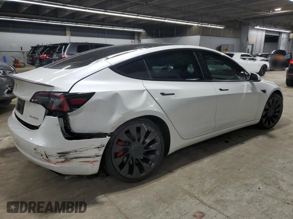 2023 Tesla Model 3 Performance with VIN 5YJ3E1EC1PF695933, listed as a Copart auction lot 47872315 with 19,379 mi miles and Salvage Title. Bid and sale history available at carsss.com. Image 3.